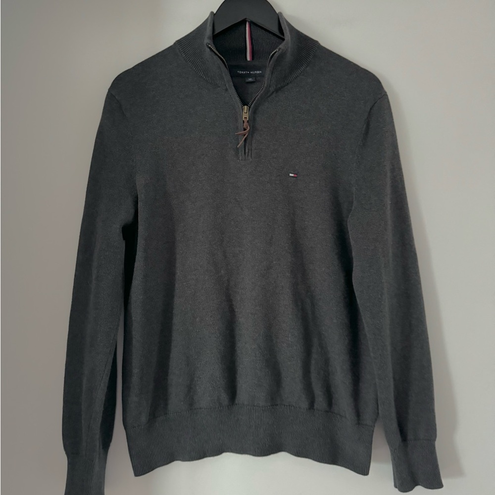 Tommy Hilfiger Dark Grey Quarter Zip Pullover Sweater